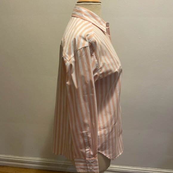 NWOT AYR The Deep End button down stripe shirt in cherry blossom (peach & white) - Picture 4 of 8